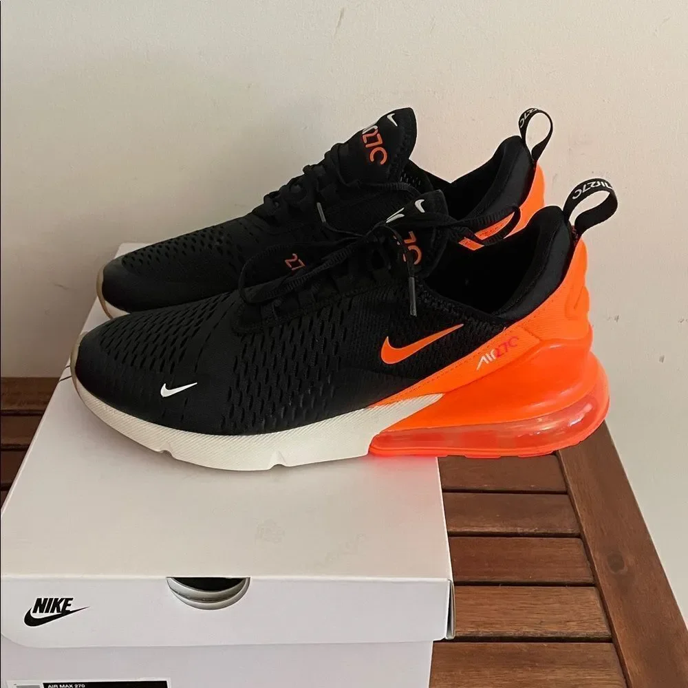 Nike Air Max 270 Black/Total Orange US Men Size 11.5/UK10.5/EU45.5(AH8050-030)
